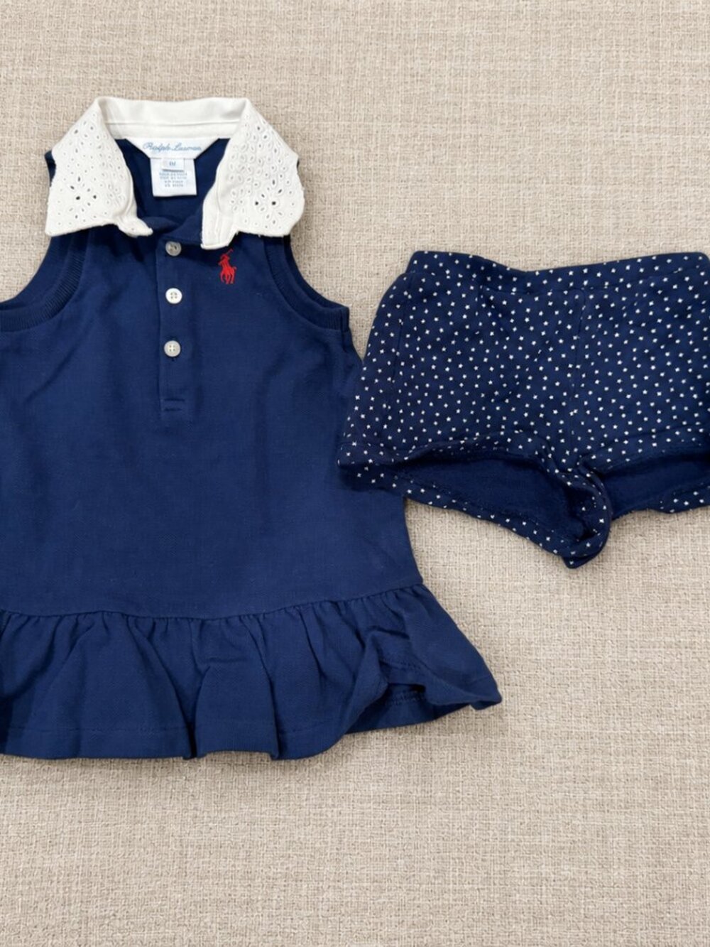Ralph Lauren Baby Girl Set Polo Dress Top w/ Shorts 6M